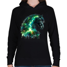 PRINTFASHION ló - Női kapucnis pulóver - Fekete női pulóver, kardigán