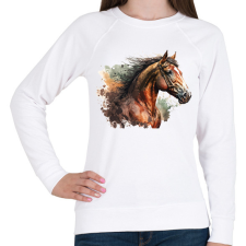 PRINTFASHION Ló  - Női pulóver - Fehér női pulóver, kardigán