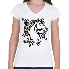 PRINTFASHION ló - Női V-nyakú póló - Fehér női póló