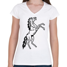 PRINTFASHION ló - Női V-nyakú póló - Fehér