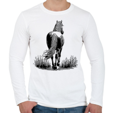 PRINTFASHION Ló rajz - Férfi hosszú ujjú póló - Fehér