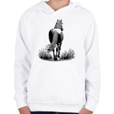 PRINTFASHION Ló rajz - Gyerek kapucnis pulóver - Fehér