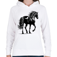 PRINTFASHION Ló rajz - Női kapucnis pulóver - Fehér