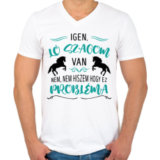 PRINTFASHION Ló szagom van - Férfi V-nyakú póló - Fehér