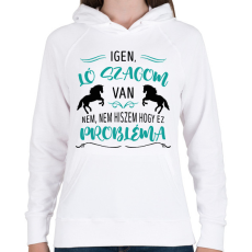 PRINTFASHION Ló szagom van - Női kapucnis pulóver - Fehér