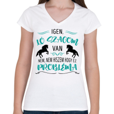 PRINTFASHION Ló szagom van - Női V-nyakú póló - Fehér