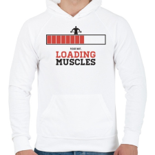 PRINTFASHION Loading Muscles - Férfi kapucnis pulóver - Fehér férfi pulóver, kardigán
