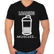 PRINTFASHION Loading Muscles - Férfi V-nyakú póló - Fekete férfi póló