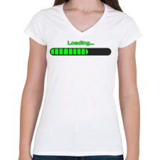 PRINTFASHION Loading... - Női V-nyakú póló - Fehér női póló