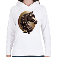 PRINTFASHION Lófej bronzból - Női kapucnis pulóver - Fehér női pulóver, kardigán