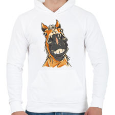 PRINTFASHION Lófej - Férfi kapucnis pulóver - Fehér férfi pulóver, kardigán