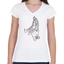 PRINTFASHION Lógó denevér - Női V-nyakú póló - Fehér női póló