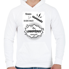 PRINTFASHION Logopédus 2 - Férfi kapucnis pulóver - Fehér férfi pulóver, kardigán