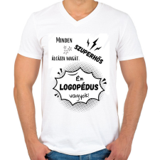 PRINTFASHION Logopédus 2 - Férfi V-nyakú póló - Fehér férfi póló