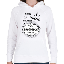 PRINTFASHION Logopédus - Női kapucnis pulóver - Fehér női pulóver, kardigán