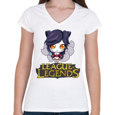 PRINTFASHION LOL Ahri - Női V-nyakú póló - Fehér