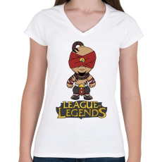 PRINTFASHION LOL Lee Sin - Női V-nyakú póló - Fehér