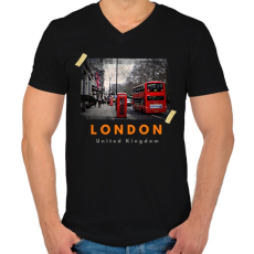 PRINTFASHION london - Férfi V-nyakú póló - Fekete