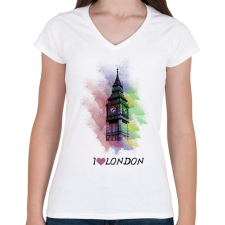 PRINTFASHION london - Női V-nyakú póló - Fehér női póló