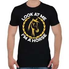 PRINTFASHION Look I'm a horse - Férfi póló - Fekete férfi póló