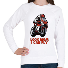 PRINTFASHION Look Mom, I can fly motoros - Női pulóver - Fehér női pulóver, kardigán