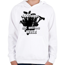 PRINTFASHION Loot first - Gyerek kapucnis pulóver - Fehér gyerek pulóver, kardigán