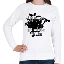 PRINTFASHION Loot first - Női pulóver - Fehér női pulóver, kardigán