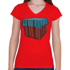 PRINTFASHION Lootbox - Női V-nyakú póló - Piros