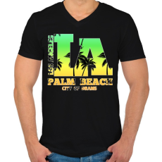 PRINTFASHION Los angeles palm beach - Férfi V-nyakú póló - Fekete
