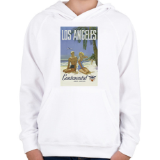 PRINTFASHION Los Angeles Retró - Gyerek kapucnis pulóver - Fehér