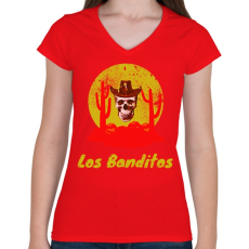 PRINTFASHION los banditos - Női V-nyakú póló - Piros