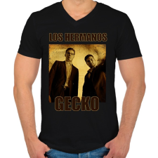 PRINTFASHION LOS HERMANOS GECKO - Férfi V-nyakú póló - Fekete férfi póló