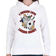 PRINTFASHION Losing money - Női kapucnis pulóver - Fehér női pulóver, kardigán