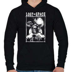 PRINTFASHION Lost in space - Férfi kapucnis pulóver - Fekete