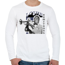 PRINTFASHION Louis Armstrong - Férfi hosszú ujjú póló - Fehér férfi póló