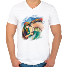 PRINTFASHION Lovaglás - Férfi V-nyakú póló - Fehér férfi póló