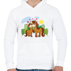 PRINTFASHION Lovak - Férfi kapucnis pulóver - Fehér