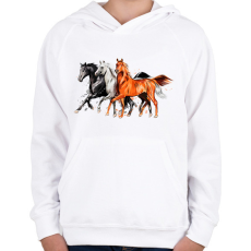 PRINTFASHION Lovak - Gyerek kapucnis pulóver - Fehér