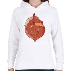 PRINTFASHION Lovak - Női kapucnis pulóver - Fehér