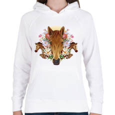 PRINTFASHION Lovak - Női kapucnis pulóver - Fehér