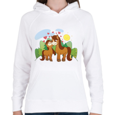 PRINTFASHION Lovak - Női kapucnis pulóver - Fehér női pulóver, kardigán