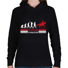PRINTFASHION Lovas evolúció - Női kapucnis pulóver - Fekete női pulóver, kardigán