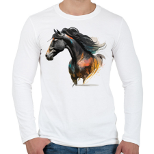 PRINTFASHION Lovas - Férfi hosszú ujjú póló - Fehér férfi póló