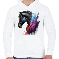 PRINTFASHION Lovas - Férfi kapucnis pulóver - Fehér férfi pulóver, kardigán