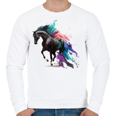 PRINTFASHION Lovas - Férfi pulóver - Fehér