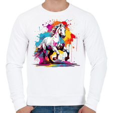 PRINTFASHION Lovas - Férfi pulóver - Fehér férfi pulóver, kardigán