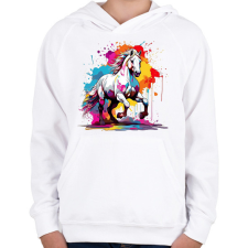 PRINTFASHION Lovas - Gyerek kapucnis pulóver - Fehér gyerek pulóver, kardigán