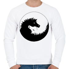 PRINTFASHION Lovas jin-jang - Férfi pulóver - Fehér férfi pulóver, kardigán