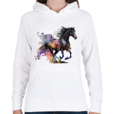 PRINTFASHION Lovas - Női kapucnis pulóver - Fehér