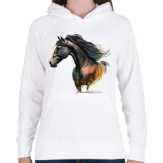 PRINTFASHION Lovas - Női kapucnis pulóver - Fehér